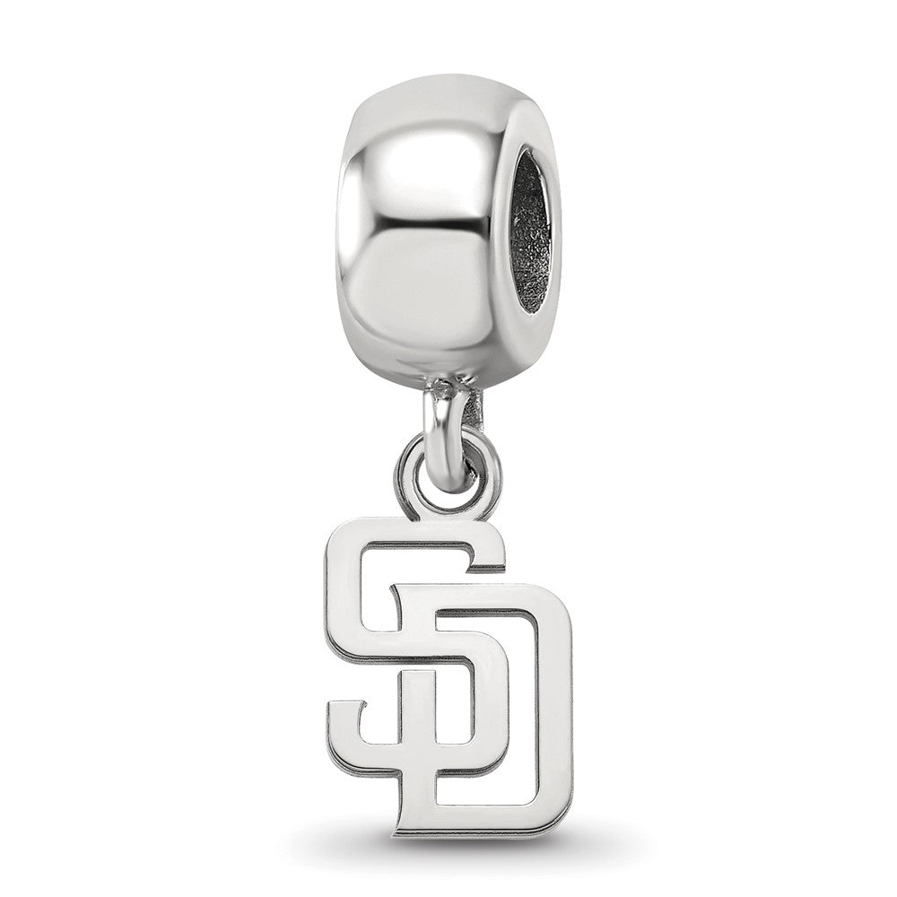 Sterling Silver Rhodium-plated MLB San Diego Padres Letters S-D Extra Small Dangle Bead