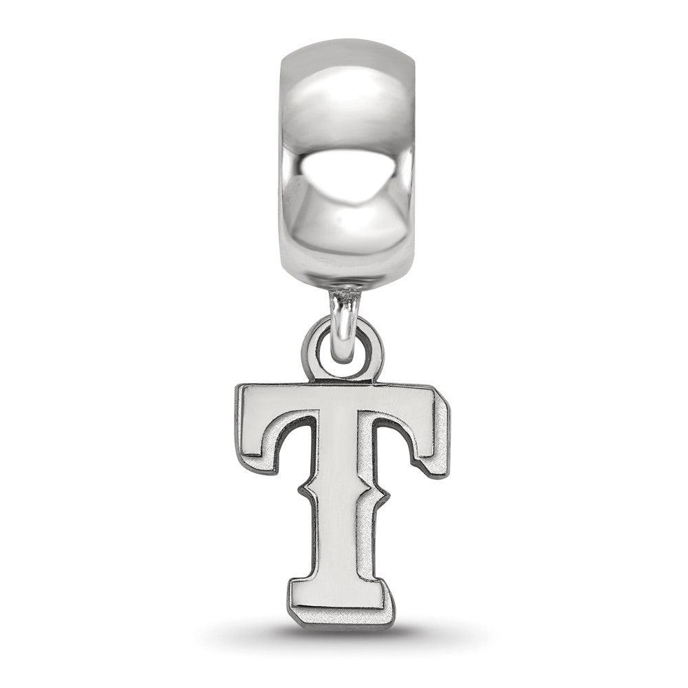 Sterling Silver Rhodium-plated MLB Texas Rangers Letter T Extra Small Dangle Bead
