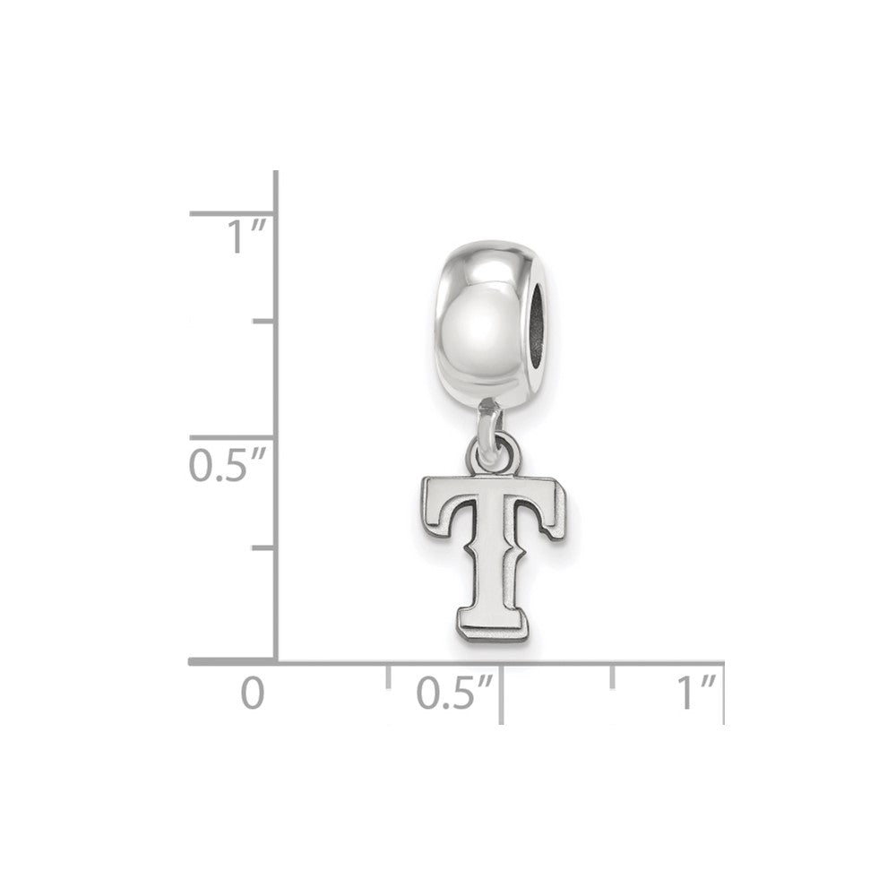 Sterling Silver Rhodium-plated MLB Texas Rangers Letter T Extra Small Dangle Bead