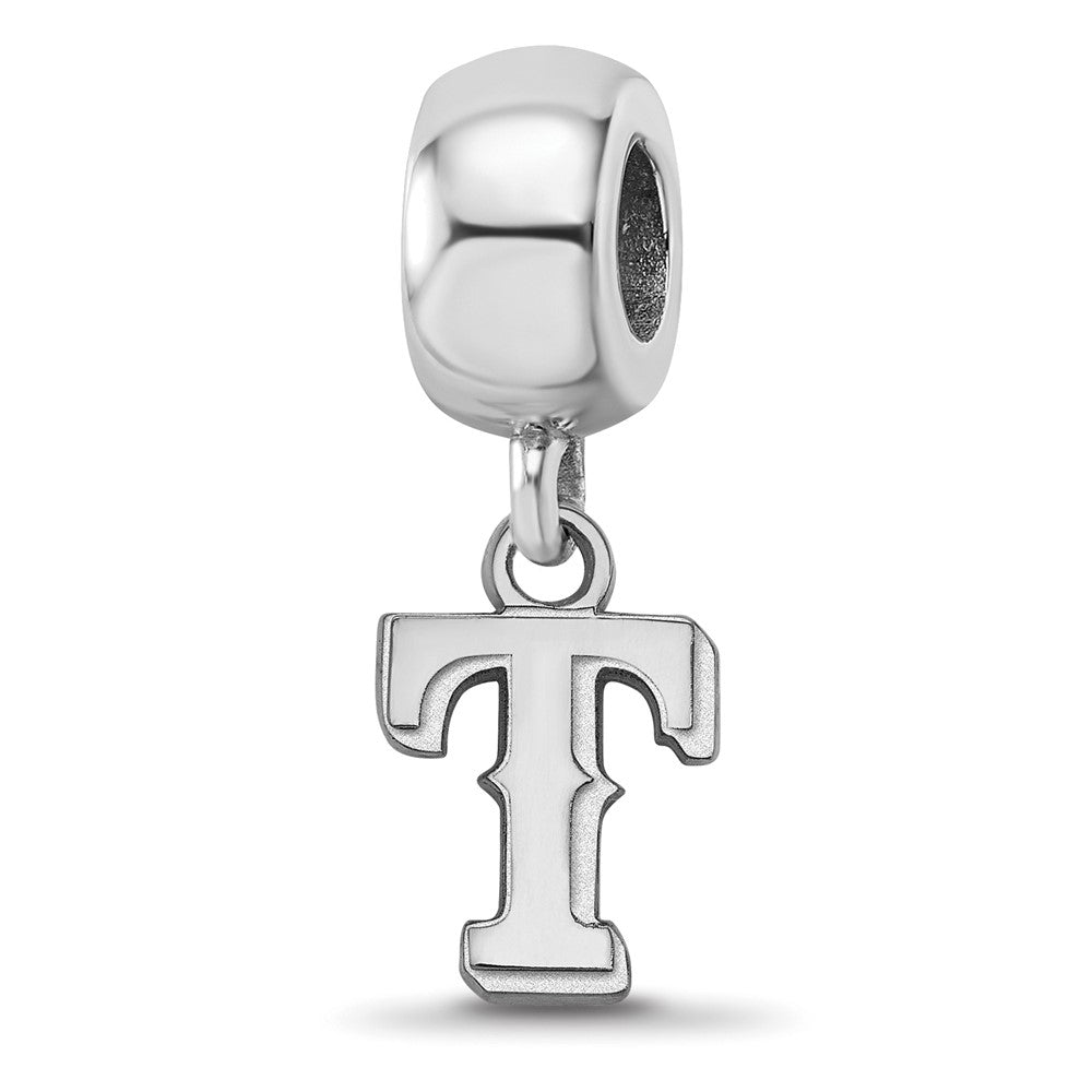 Sterling Silver Rhodium-plated MLB Texas Rangers Letter T Extra Small Dangle Bead
