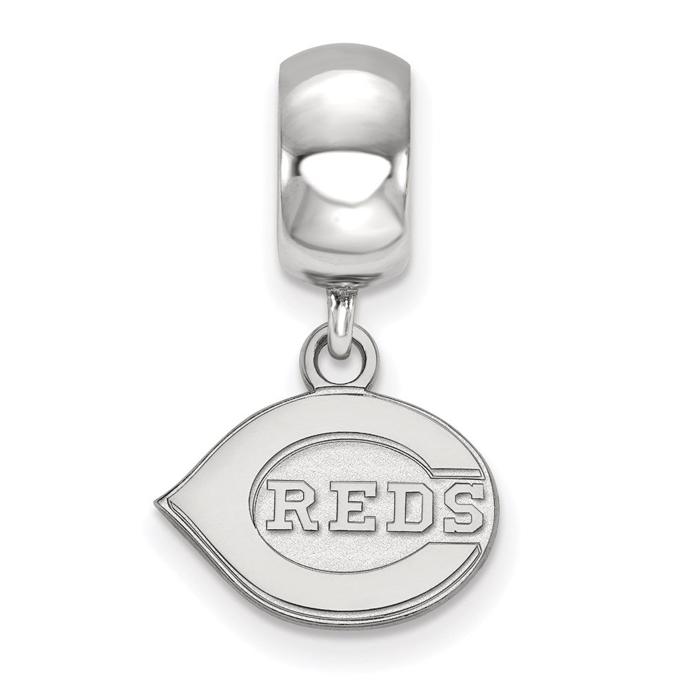 Sterling Silver Rhodium-plated MLB Cincinnati Reds Extra Small Dangle Bead