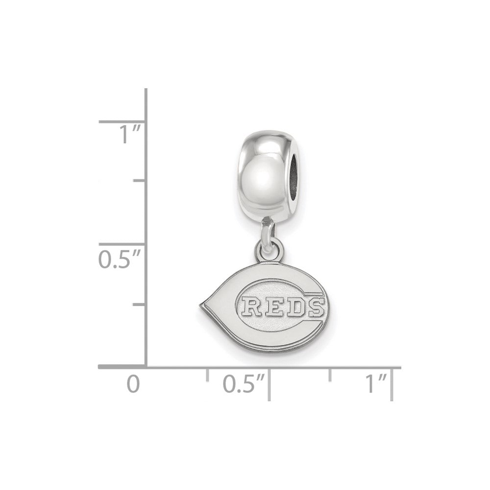 Sterling Silver Rhodium-plated MLB Cincinnati Reds Extra Small Dangle Bead