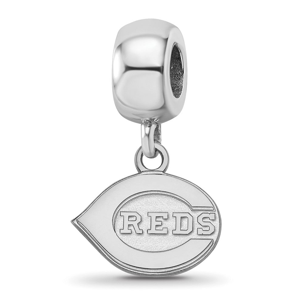 Sterling Silver Rhodium-plated MLB Cincinnati Reds Extra Small Dangle Bead