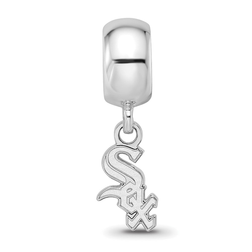 Sterling Silver Rhodium-plated MLB Chicago White Sox Extra Small Dangle Bead