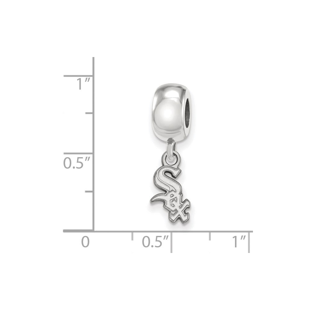 Sterling Silver Rhodium-plated MLB Chicago White Sox Extra Small Dangle Bead