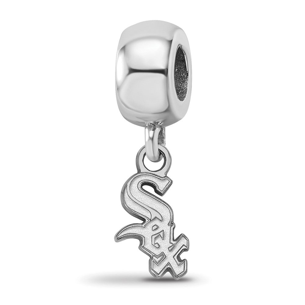 Sterling Silver Rhodium-plated MLB Chicago White Sox Extra Small Dangle Bead