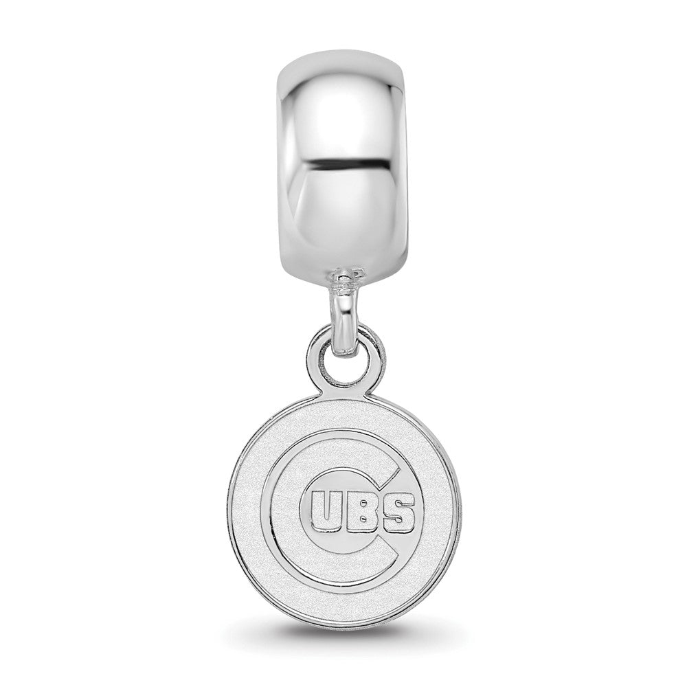 Sterling Silver Rhodium-plated MLB Chicago Cubs Extra Small Dangle Bead