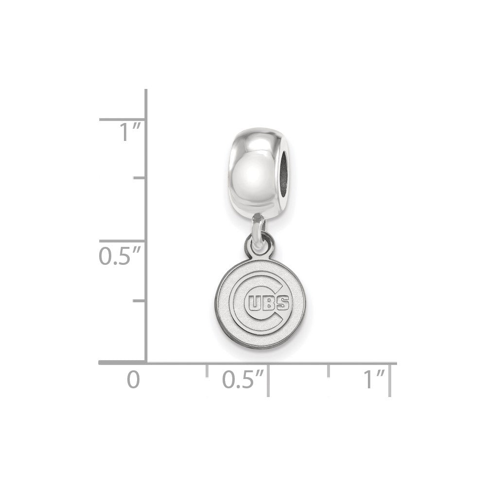 Sterling Silver Rhodium-plated MLB Chicago Cubs Extra Small Dangle Bead