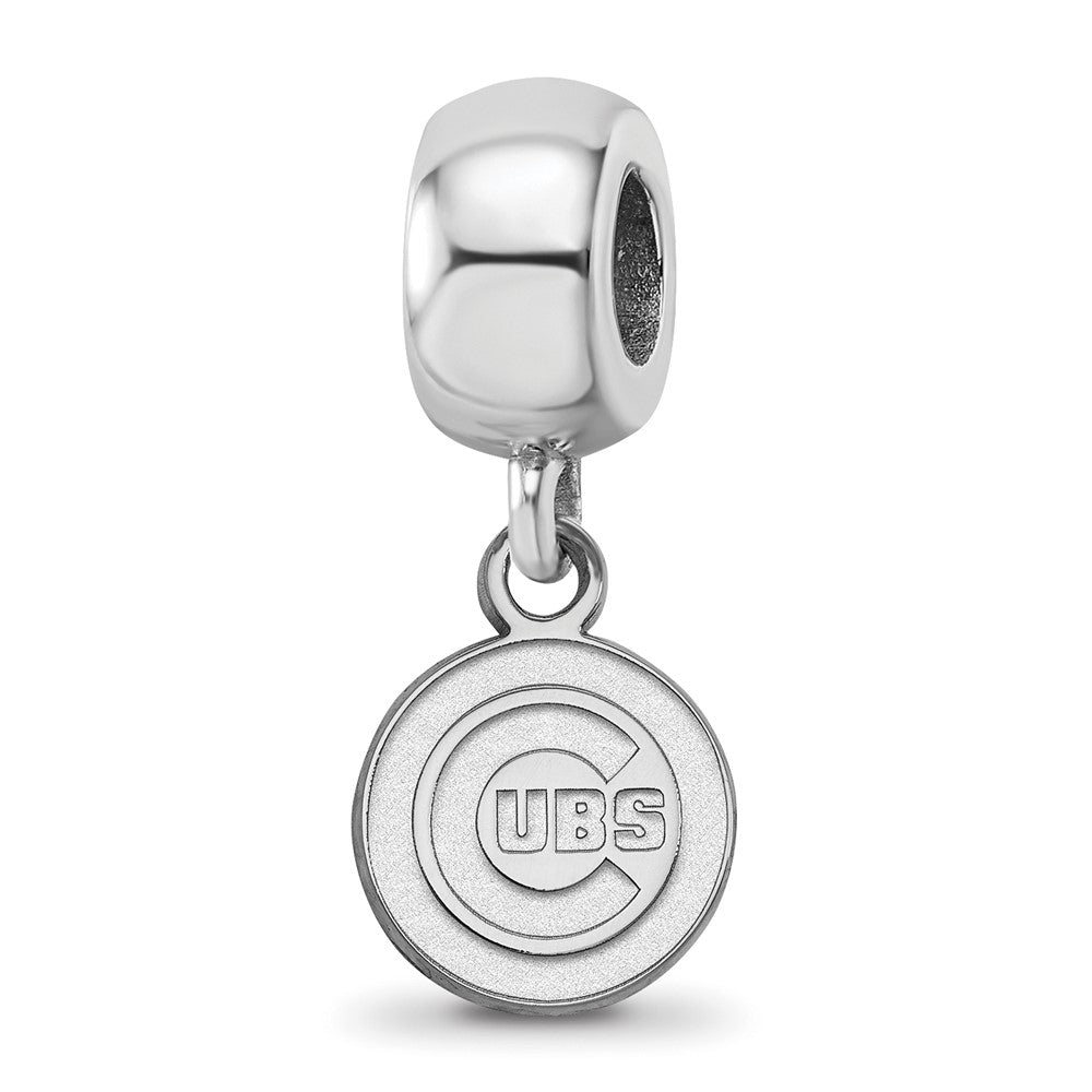 Sterling Silver Rhodium-plated MLB Chicago Cubs Extra Small Dangle Bead