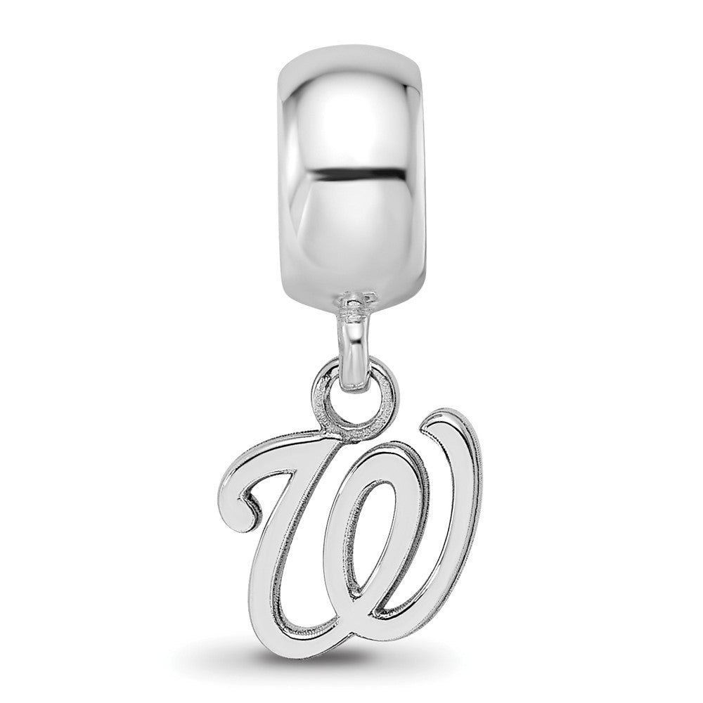 Sterling Silver Rhodium-plated MLB Washington Nationals Letter W Extra Small Dangle Bead