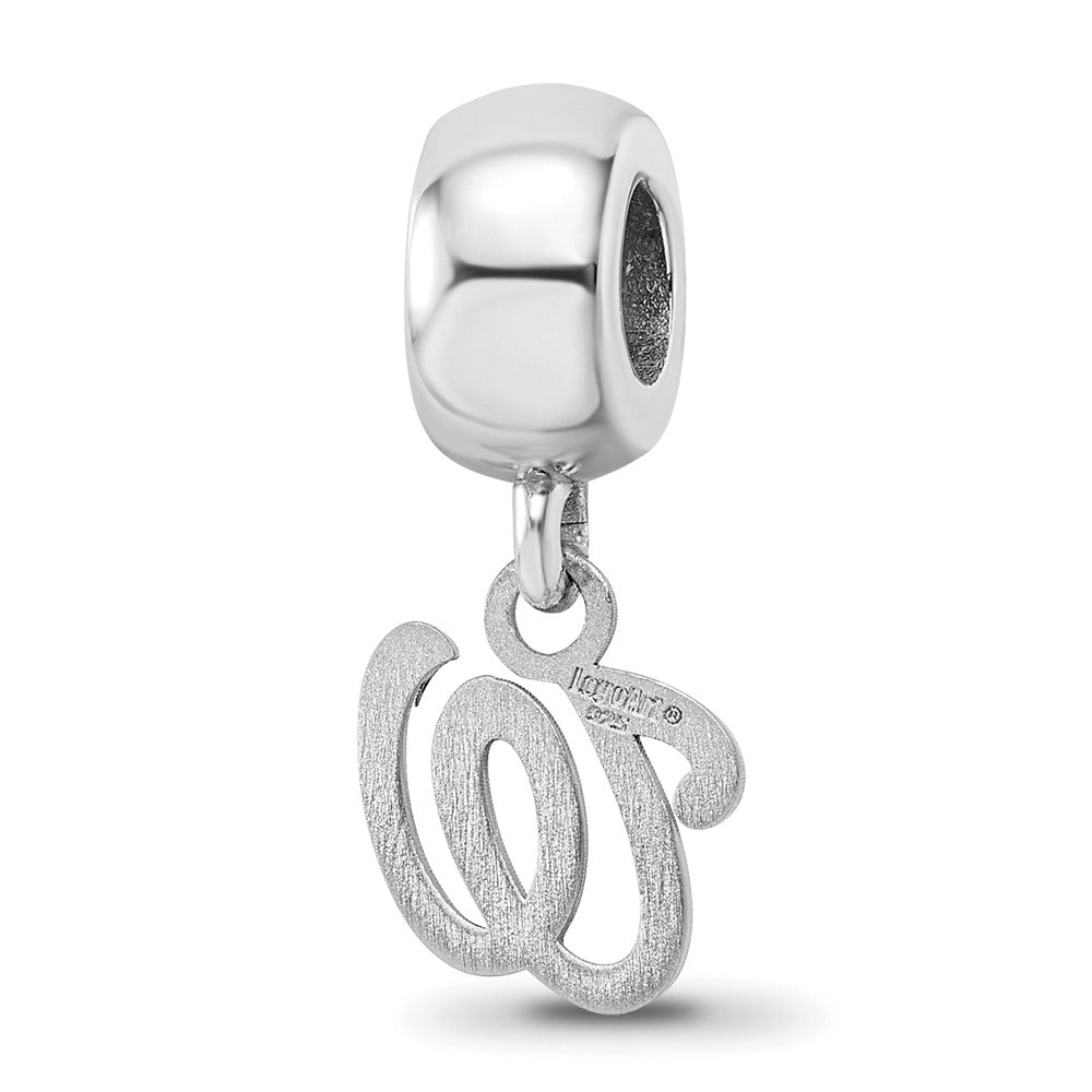 Sterling Silver Rhodium-plated MLB Washington Nationals Letter W Extra Small Dangle Bead