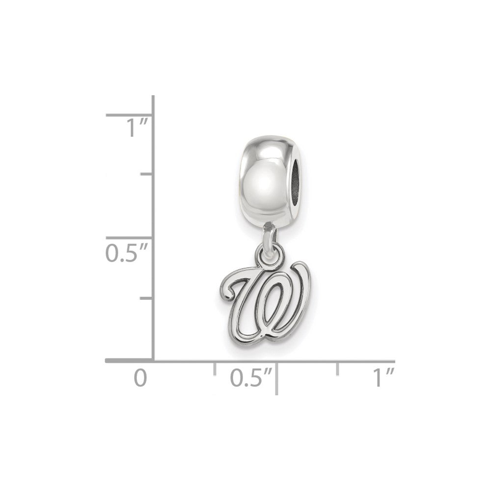 Sterling Silver Rhodium-plated MLB Washington Nationals Letter W Extra Small Dangle Bead