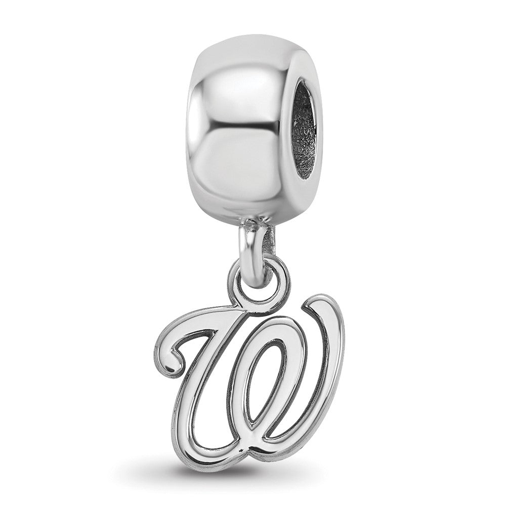 Sterling Silver Rhodium-plated MLB Washington Nationals Letter W Extra Small Dangle Bead