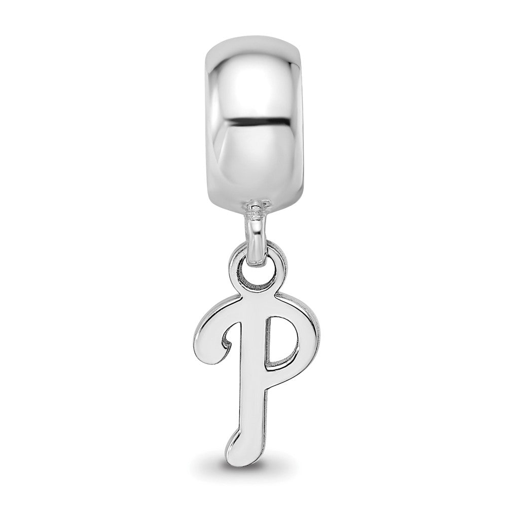 Sterling Silver Rhodium-plated MLB Philadelphia Phillies Letter P Extra Small Dangle Bead