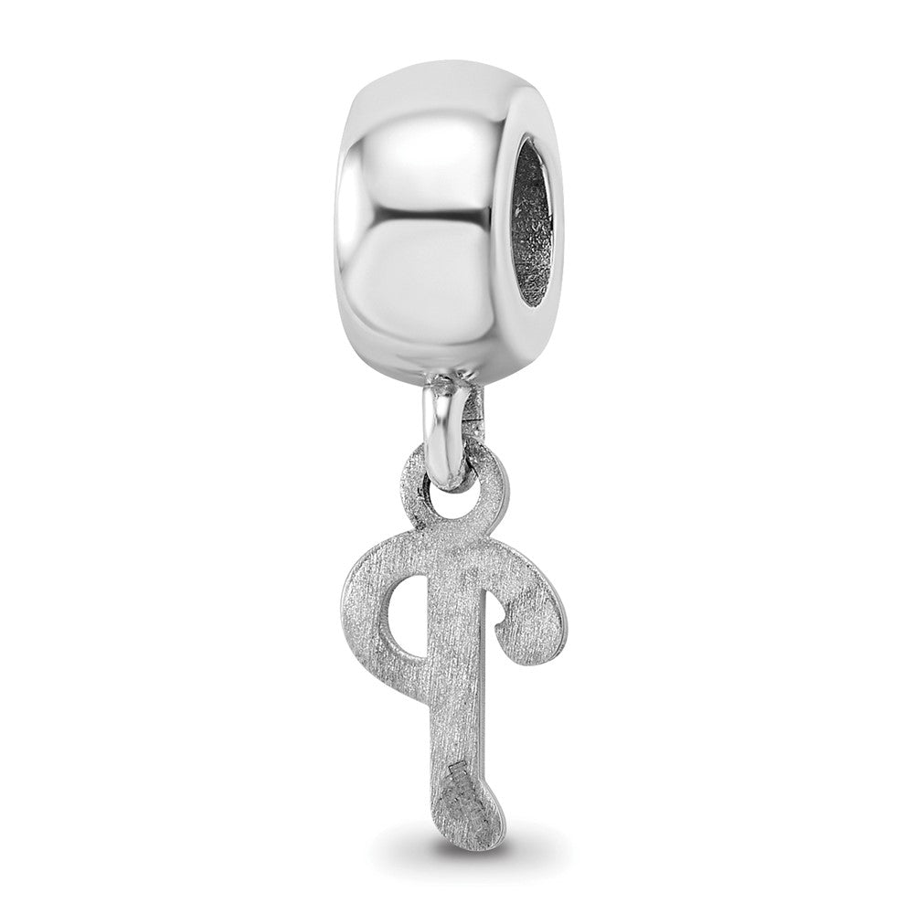Sterling Silver Rhodium-plated MLB Philadelphia Phillies Letter P Extra Small Dangle Bead
