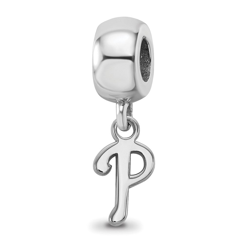 Sterling Silver Rhodium-plated MLB Philadelphia Phillies Letter P Extra Small Dangle Bead