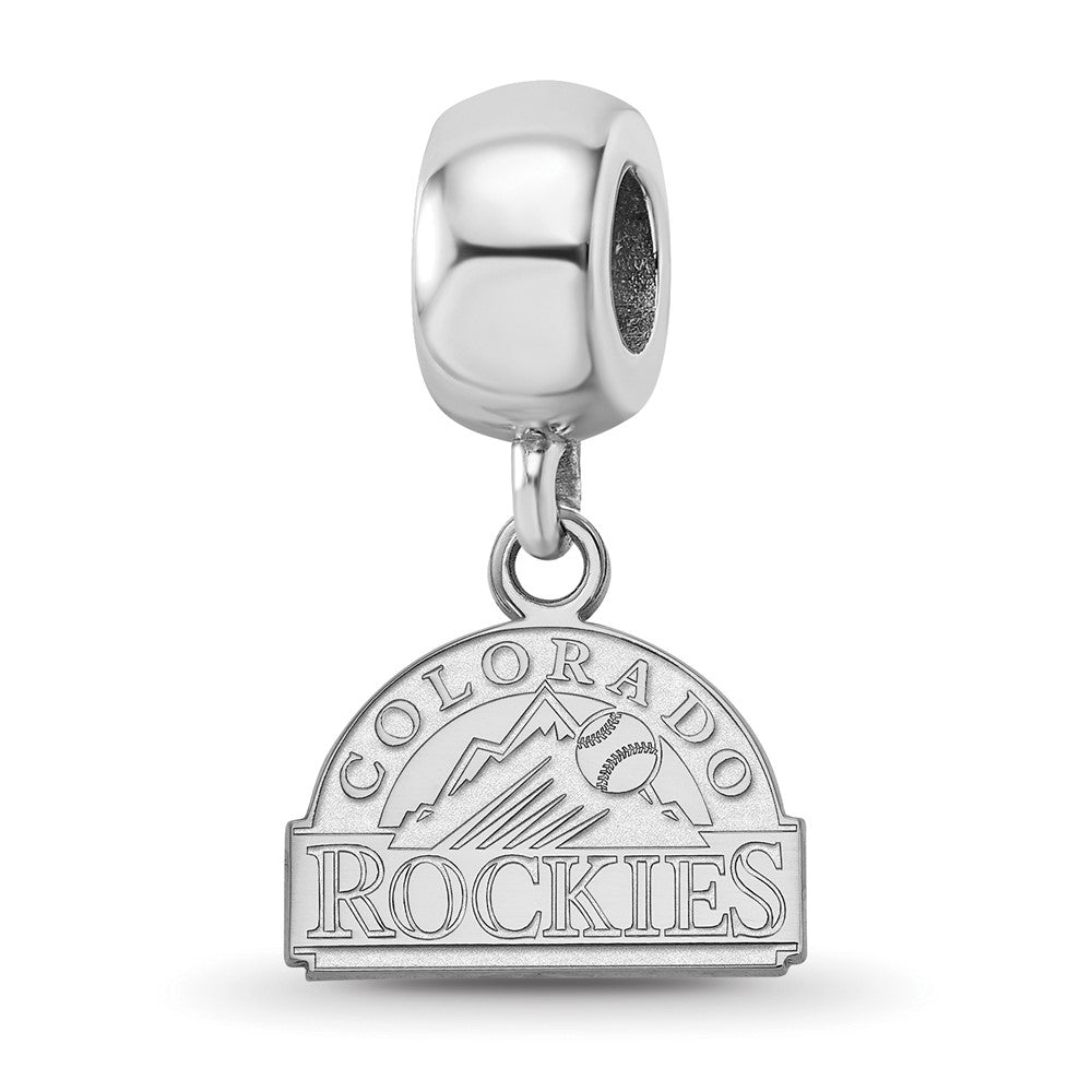 Sterling Silver Rhodium-plated MLB Colorado Rockies Extra Small Dangle Bead