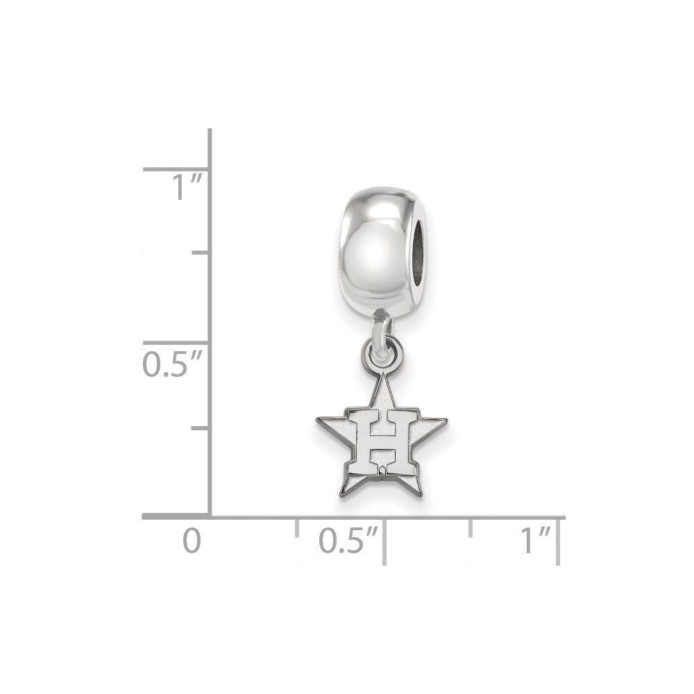Sterling Silver Rhodium-plated MLB Houston Astros Letter H Star Extra Small Dangle Bead