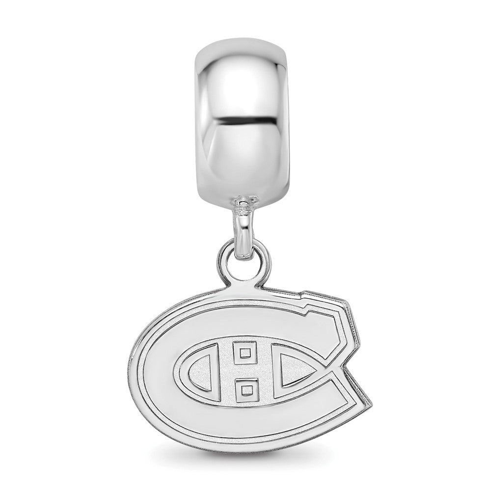 Sterling Silver Rhodium-plated NHL Montreal Canadiens Extra Small Dangle Bead Charm