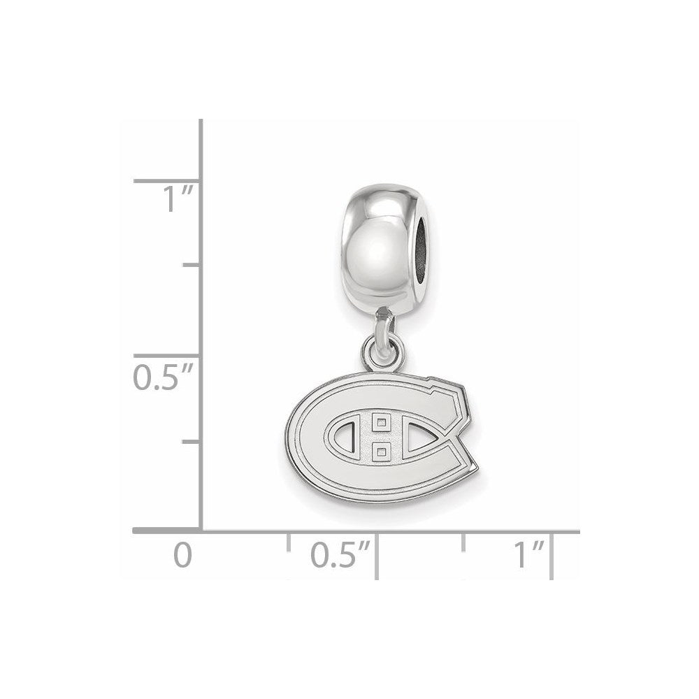 Sterling Silver Rhodium-plated NHL Montreal Canadiens Extra Small Dangle Bead Charm