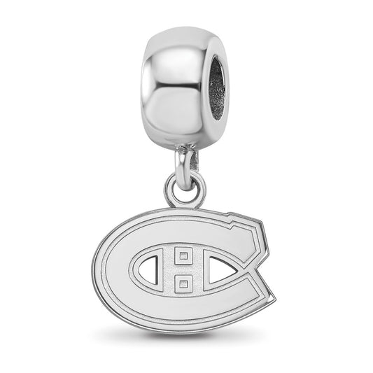 Sterling Silver Rhodium-plated NHL Montreal Canadiens Extra Small Dangle Bead Charm