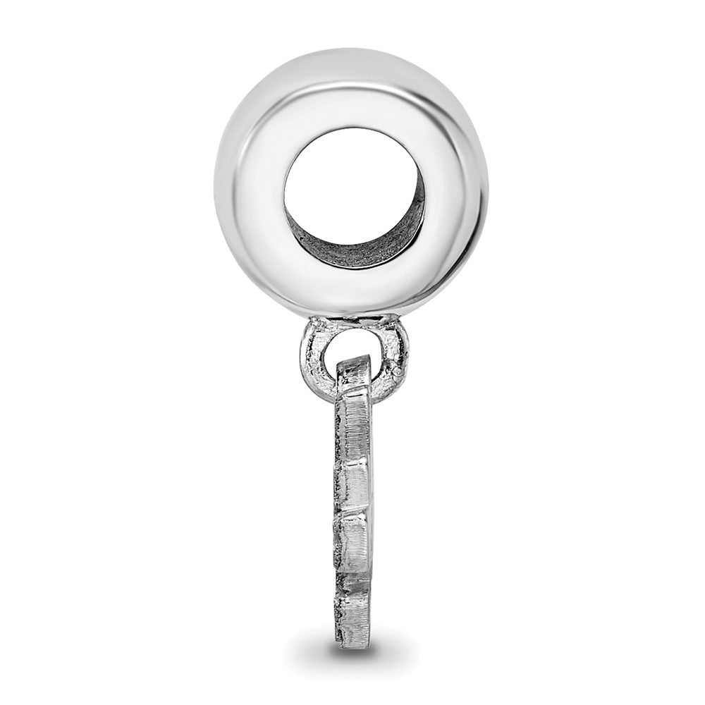 Sterling Silver Rhodium-plated NHL Washington Capitals Extra Small Dangle Bead Charm