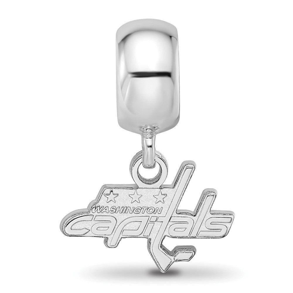 Sterling Silver Rhodium-plated NHL Washington Capitals Extra Small Dangle Bead Charm