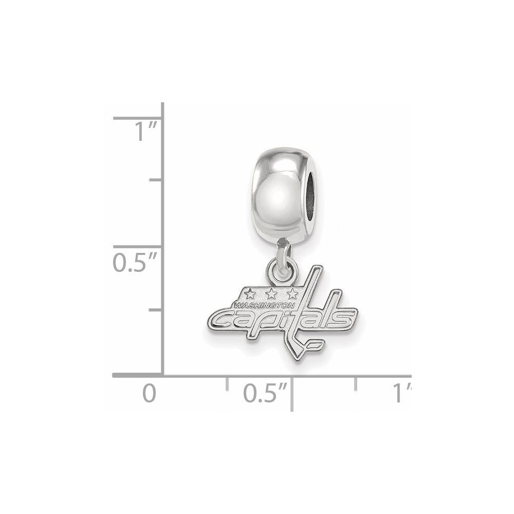 Sterling Silver Rhodium-plated NHL Washington Capitals Extra Small Dangle Bead Charm