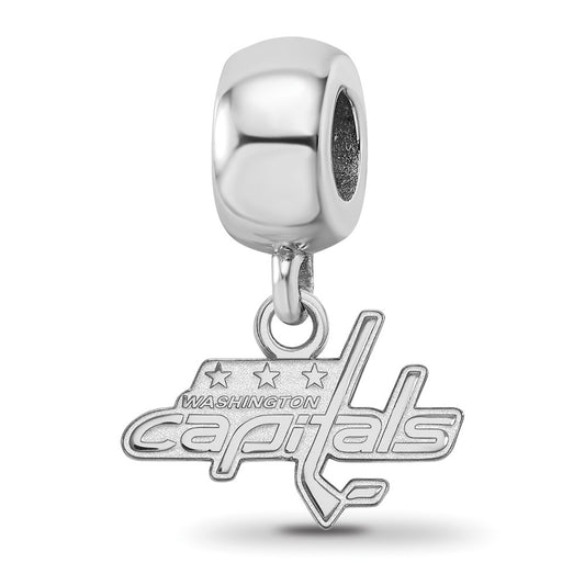 Sterling Silver Rhodium-plated NHL Washington Capitals Extra Small Dangle Bead Charm