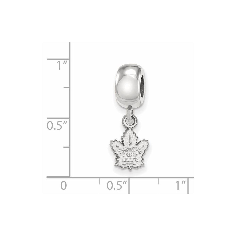 Sterling Silver Rhodium-plated NHL Toronto Maple Leafs Extra Small Dangle Bead Charm