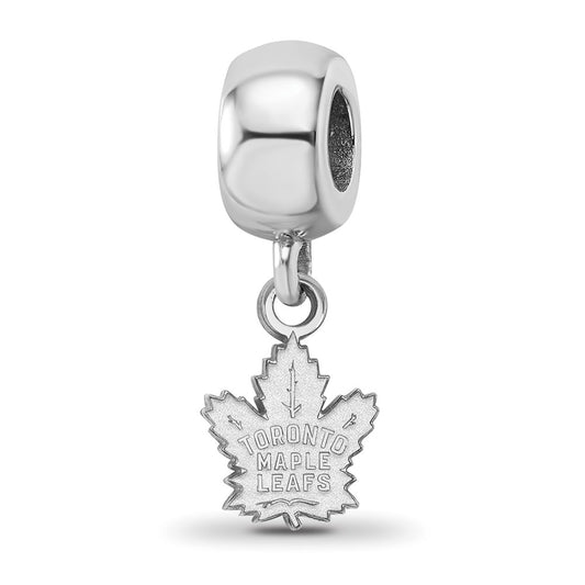 Sterling Silver Rhodium-plated NHL Toronto Maple Leafs Extra Small Dangle Bead Charm
