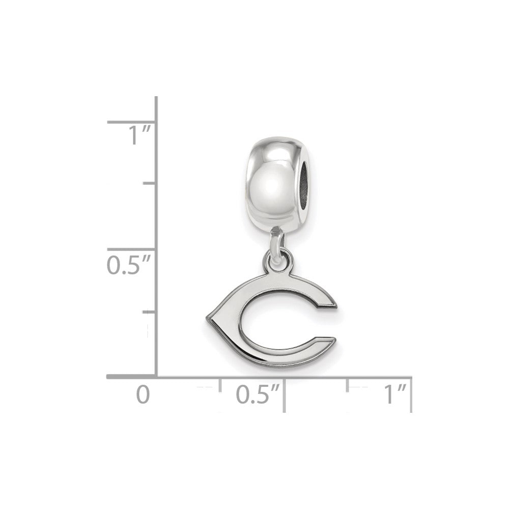 Sterling Silver Rhodium-plated MLB Cincinnati Reds Letter C Extra Small Dangle Bead
