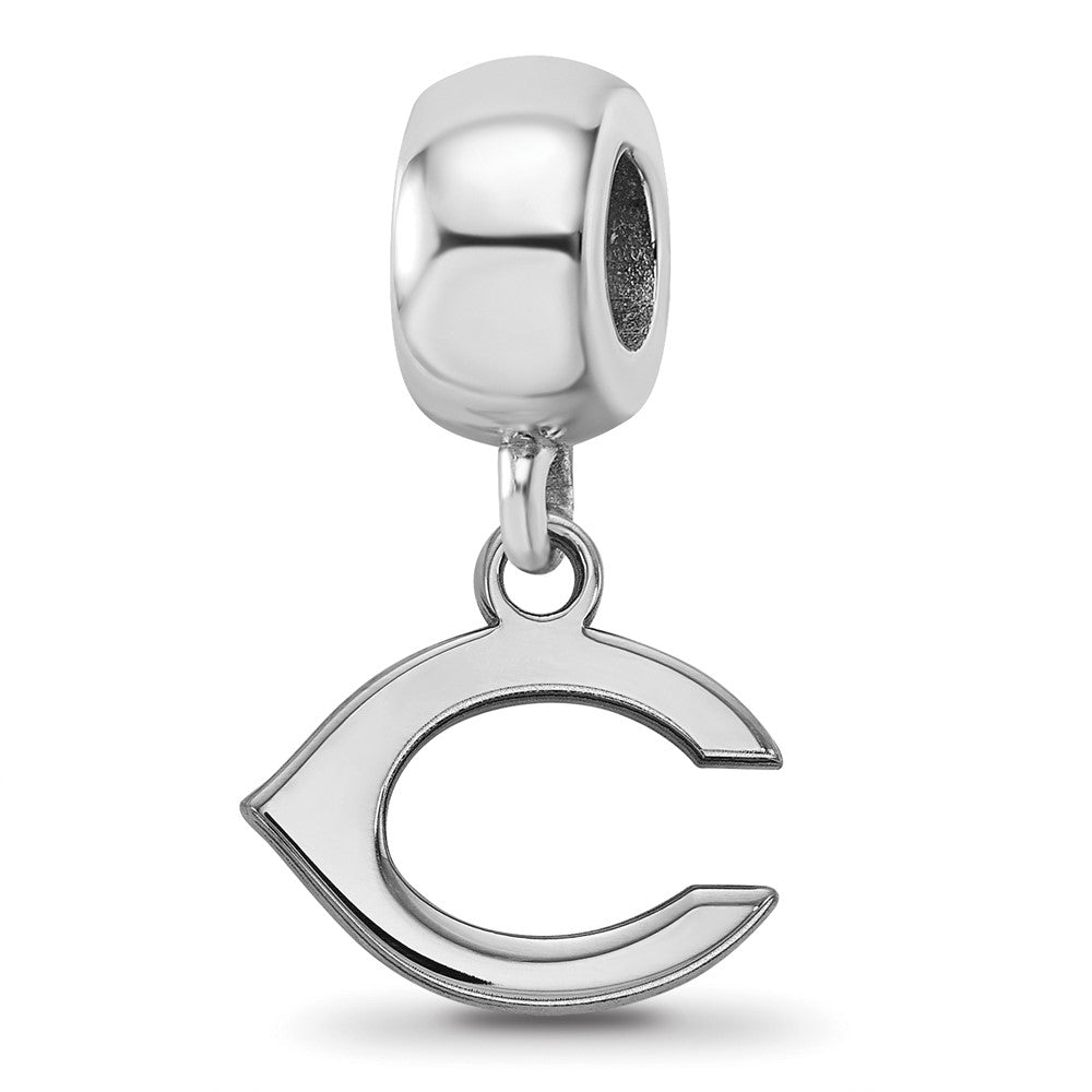 Sterling Silver Rhodium-plated MLB Cincinnati Reds Letter C Extra Small Dangle Bead