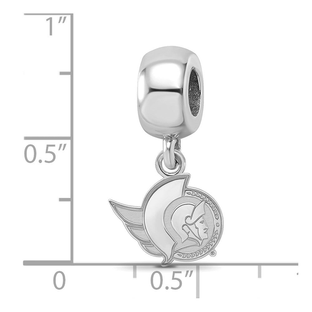 Sterling Silver Rhodium-plated NHL Ottawa Senators Extra Small Dangle Bead Charm