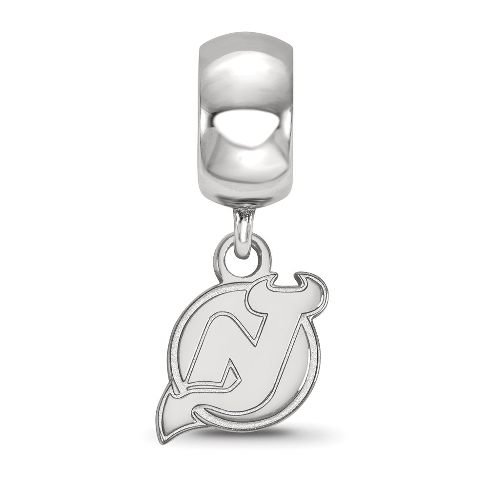 Sterling Silver Rhodium-plated NHL New Jersey Devils Extra Small Dangle Bead Charm