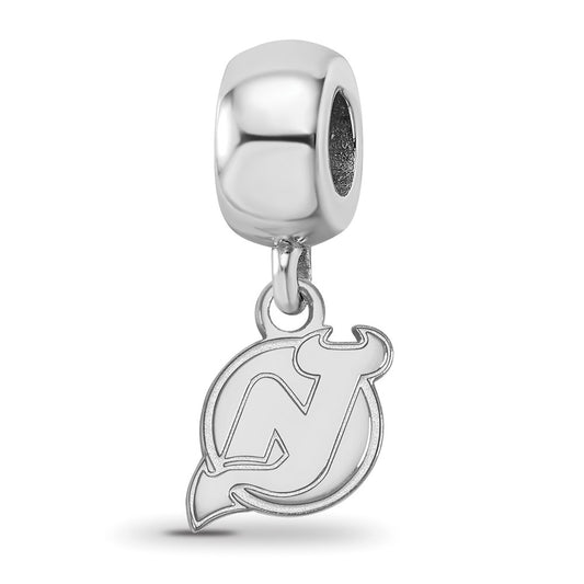 Sterling Silver Rhodium-plated NHL New Jersey Devils Extra Small Dangle Bead Charm