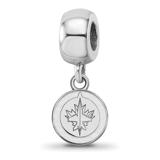 Sterling Silver Rhodium-plated NHL Winnipeg Jets Extra Small Dangle Bead Charm