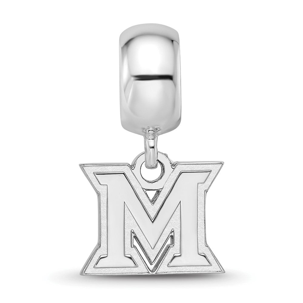 Sterling Silver Rhodium-plated Miami University Ohio Letter M Extra Small Dangle Bead Charm