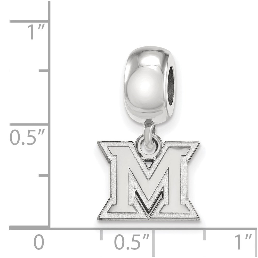 Sterling Silver Rhodium-plated Miami University Ohio Letter M Extra Small Dangle Bead Charm