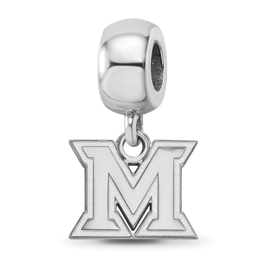 Sterling Silver Rhodium-plated Miami University Ohio Letter M Extra Small Dangle Bead Charm