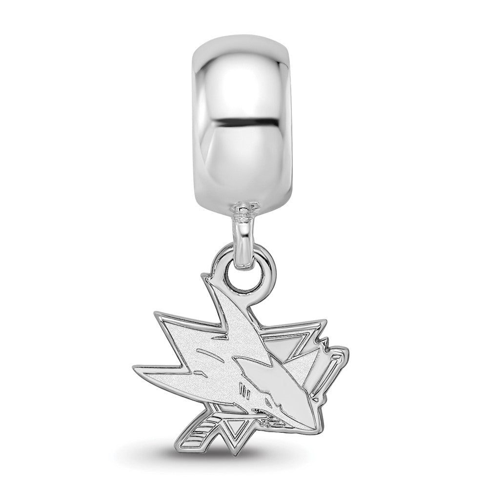 Sterling Silver Rhodium-plated NHL San Jose Sharks Extra Small Dangle Bead Charm