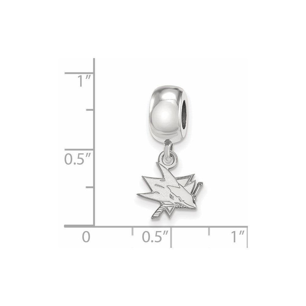 Sterling Silver Rhodium-plated NHL San Jose Sharks Extra Small Dangle Bead Charm