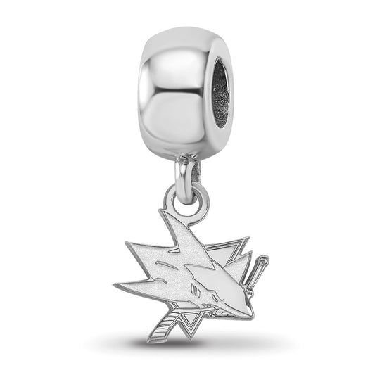 Sterling Silver Rhodium-plated NHL San Jose Sharks Extra Small Dangle Bead Charm