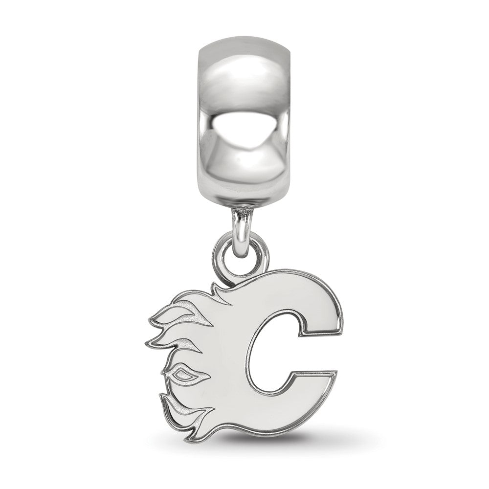 Sterling Silver Rhodium-plated NHL Calgary Flames Letter C Extra Small Dangle Bead