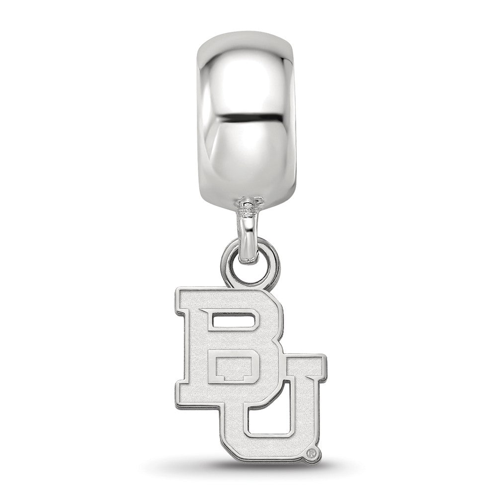Sterling Silver Rhodium-plated Baylor University Bears Extra Small Dangle Bead Charm
