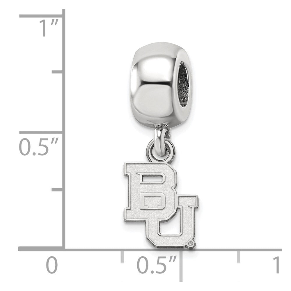 Sterling Silver Rhodium-plated Baylor University Bears Extra Small Dangle Bead Charm