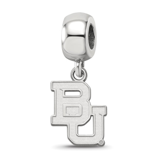 Sterling Silver Rhodium-plated Baylor University Bears Small Dangle Bead Charm