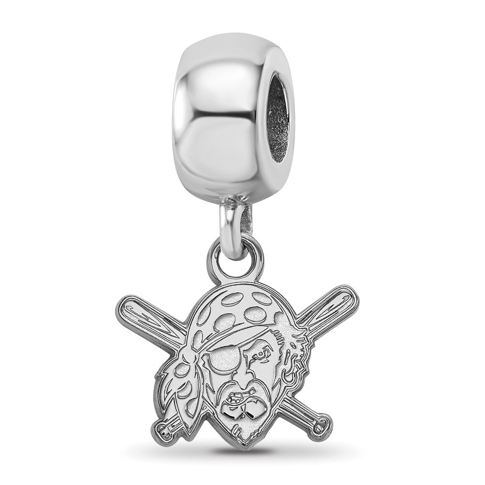 Sterling Silver Rhodium-plated MLB Pittsburgh Pirates Buccaneer Extra Small Dangle Bead