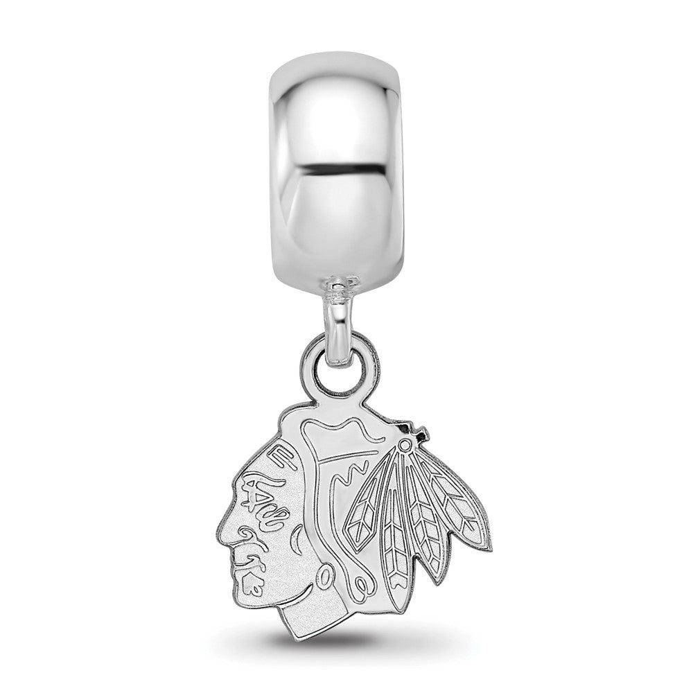 Sterling Silver Rhodium-plated NHL Chicago Blackhawks Extra Small Dangle Bead
