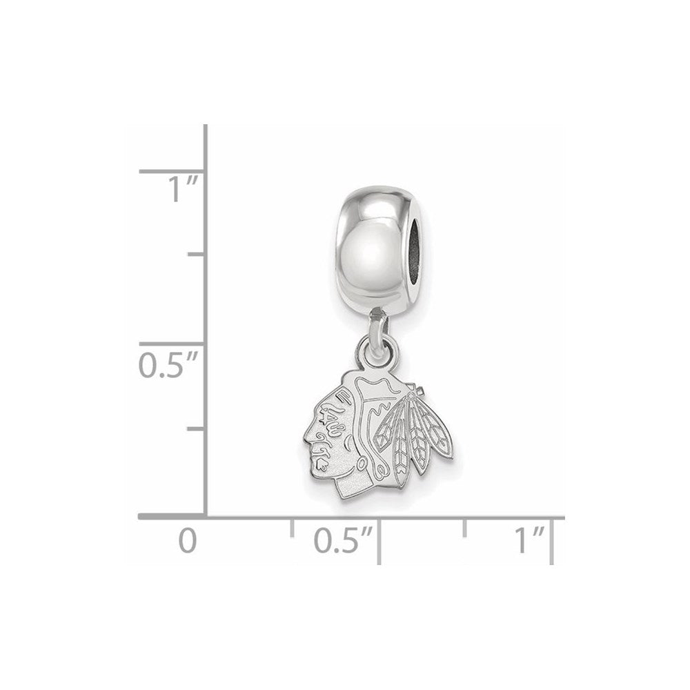 Sterling Silver Rhodium-plated NHL Chicago Blackhawks Extra Small Dangle Bead